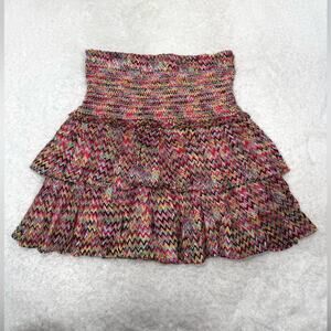 We’re All Pretty Girls Mixology Angela Smocked Chevron Mini Skirt Size Small NWT
